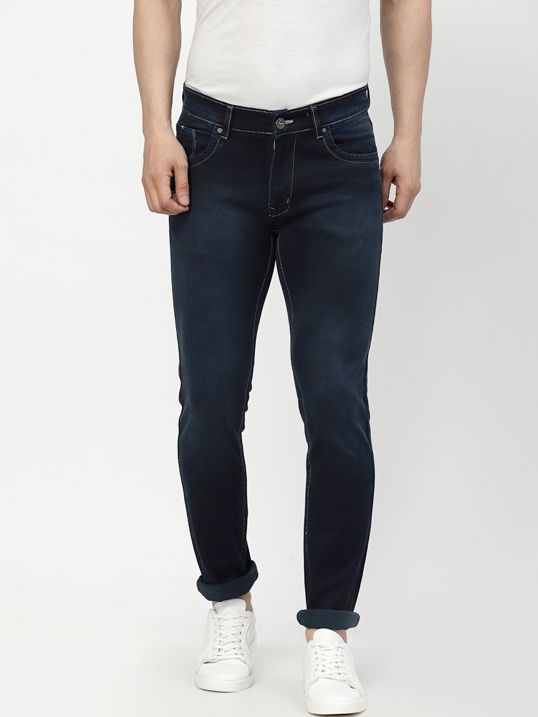 

TNG Men Navy Blue Slim Fit Light Fade Stretchable Jeans