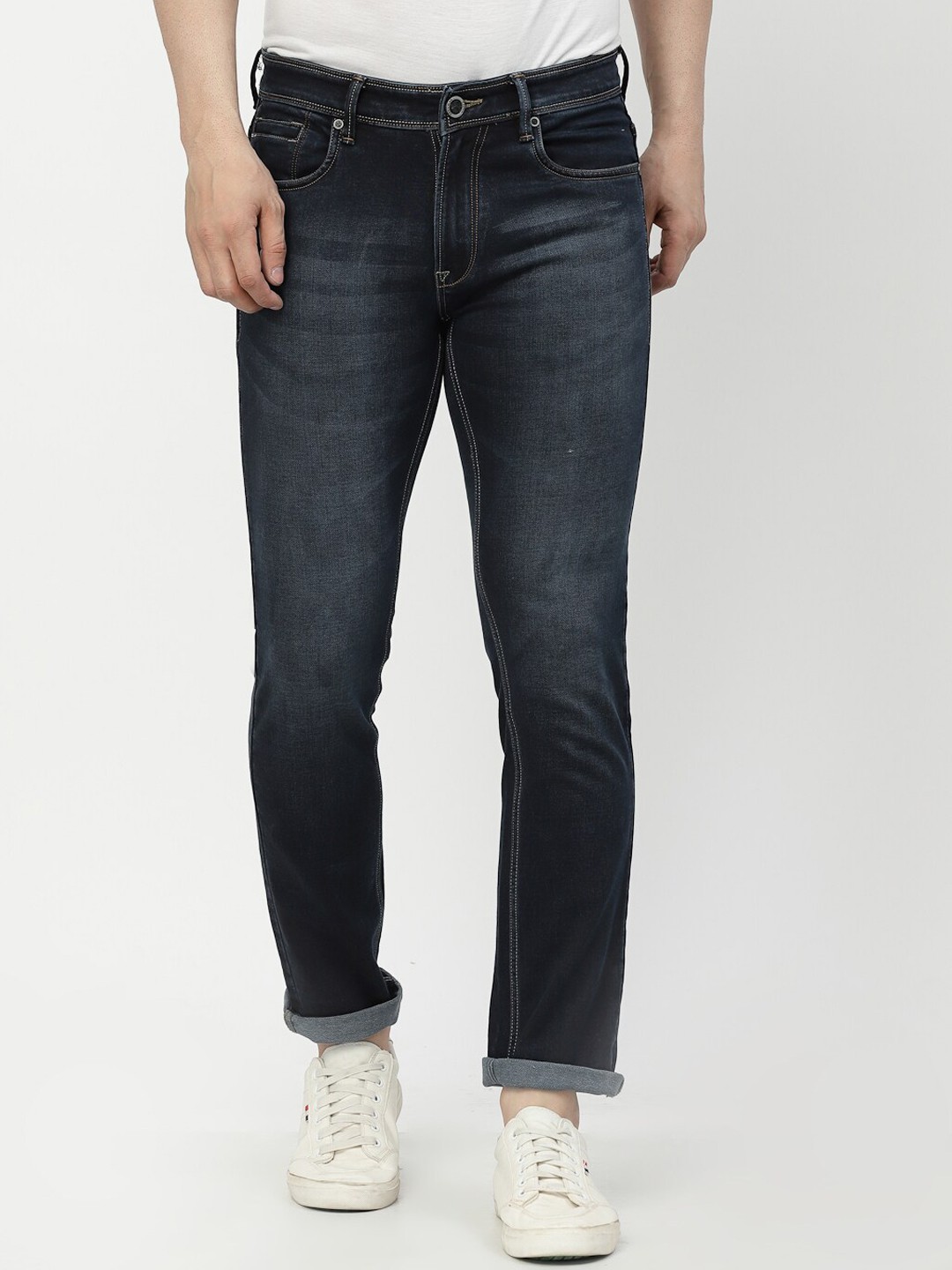 

TNG Men Navy Blue Slim Fit Heavy Fade Stretchable Jeans