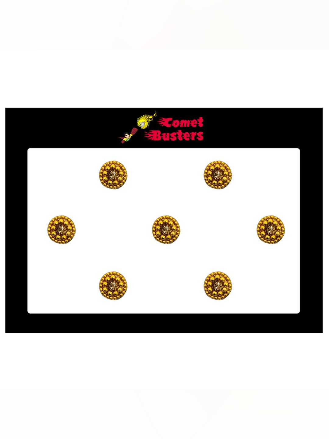 

Comet Busters 7 Pcs Embellished Reusable Designer Bindis - Gold-Toned