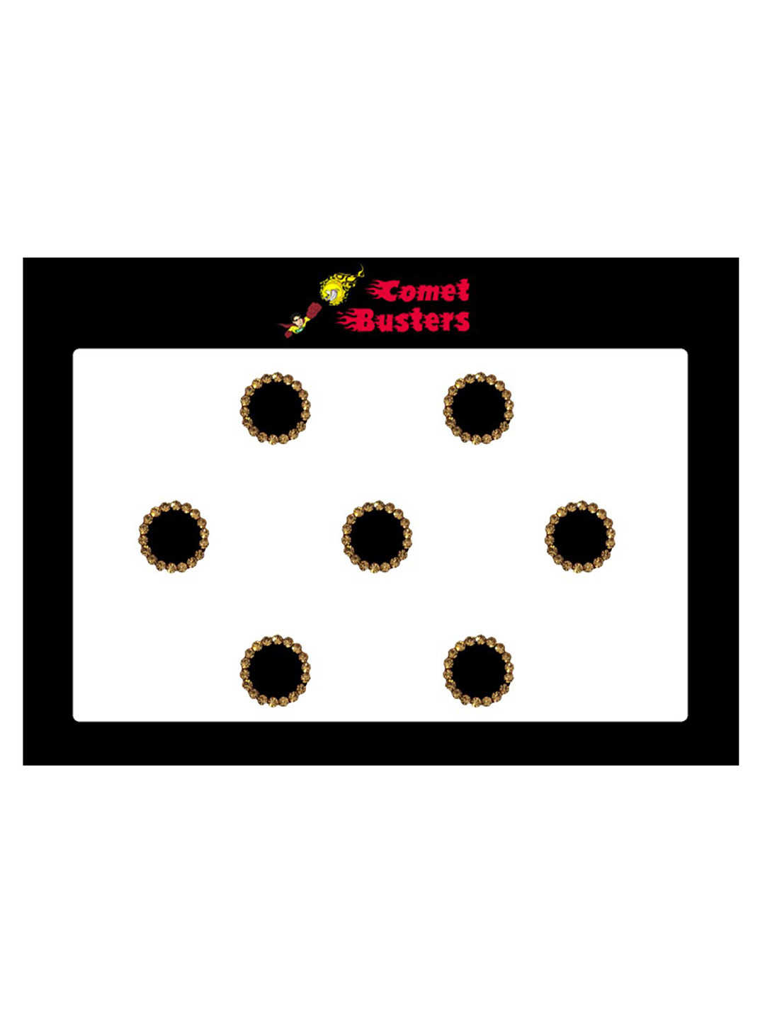 

Comet Busters 7 Pcs Embellished Reusable Designer Round Bindis - Black