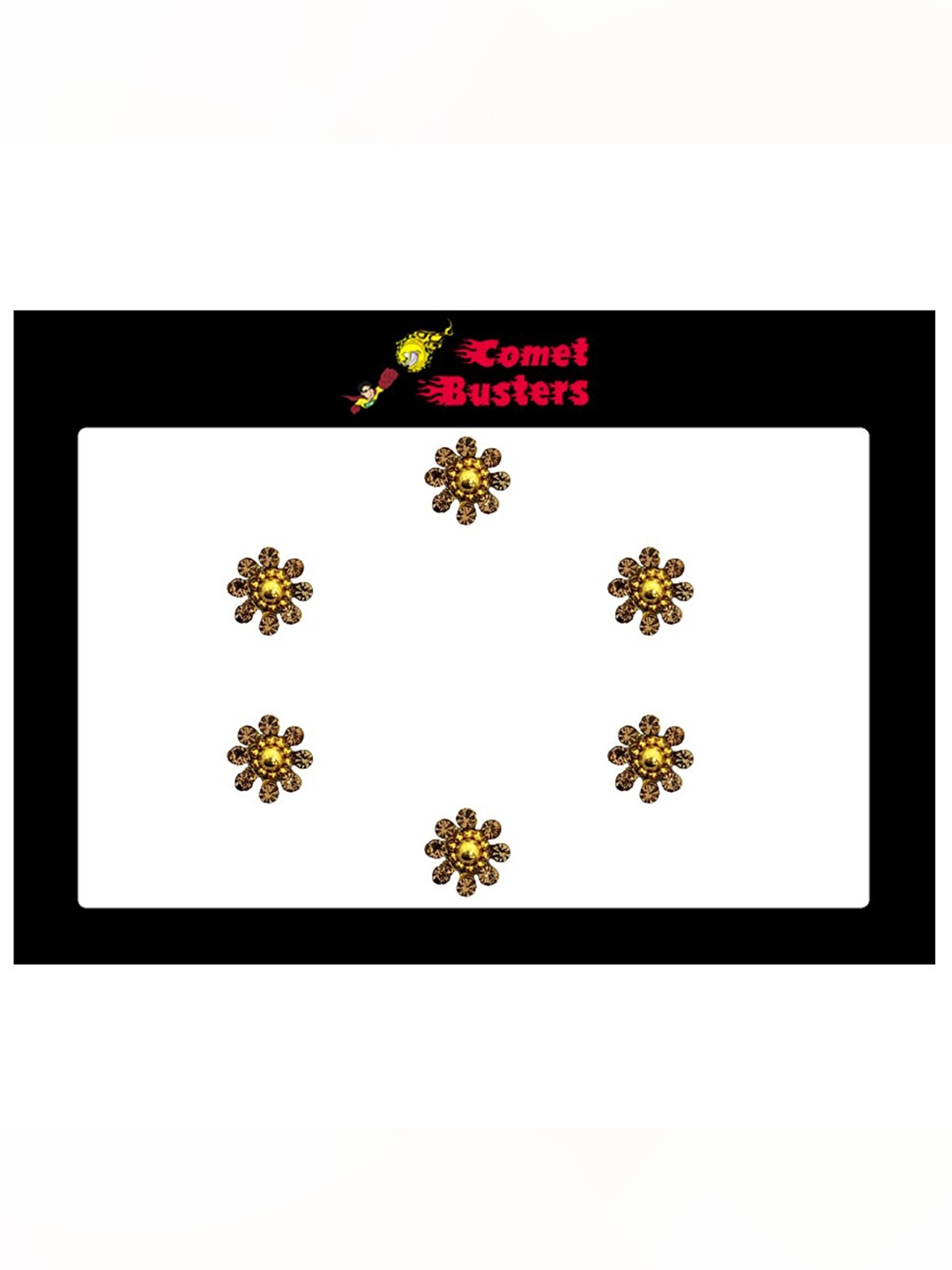 

Comet Busters 6 Pcs Embellished Reusable Designer Bindis - Gold-Toned