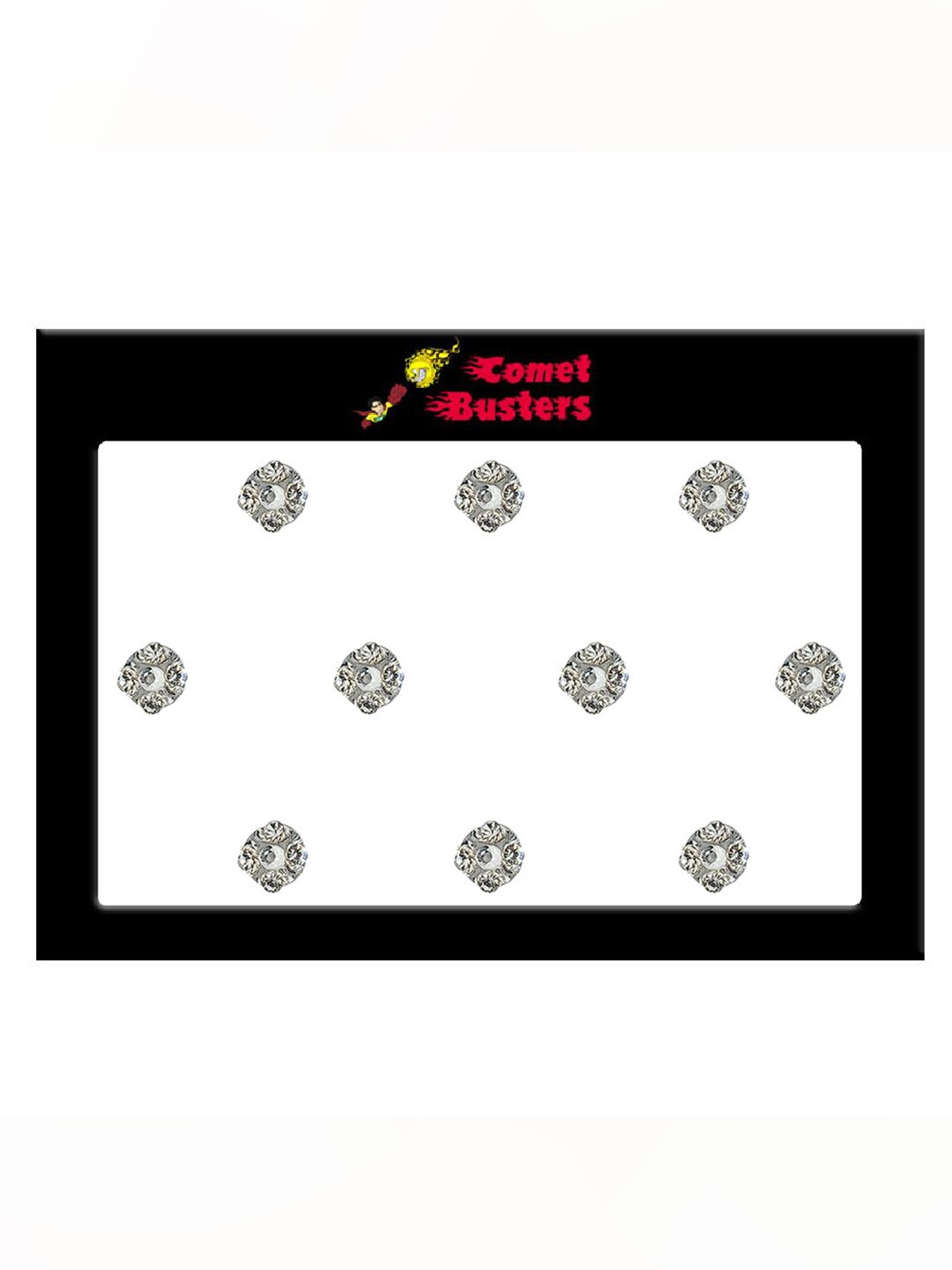 

Comet Busters 10 Pcs Embellished Reusable Designer Bindis - Silver-Toned