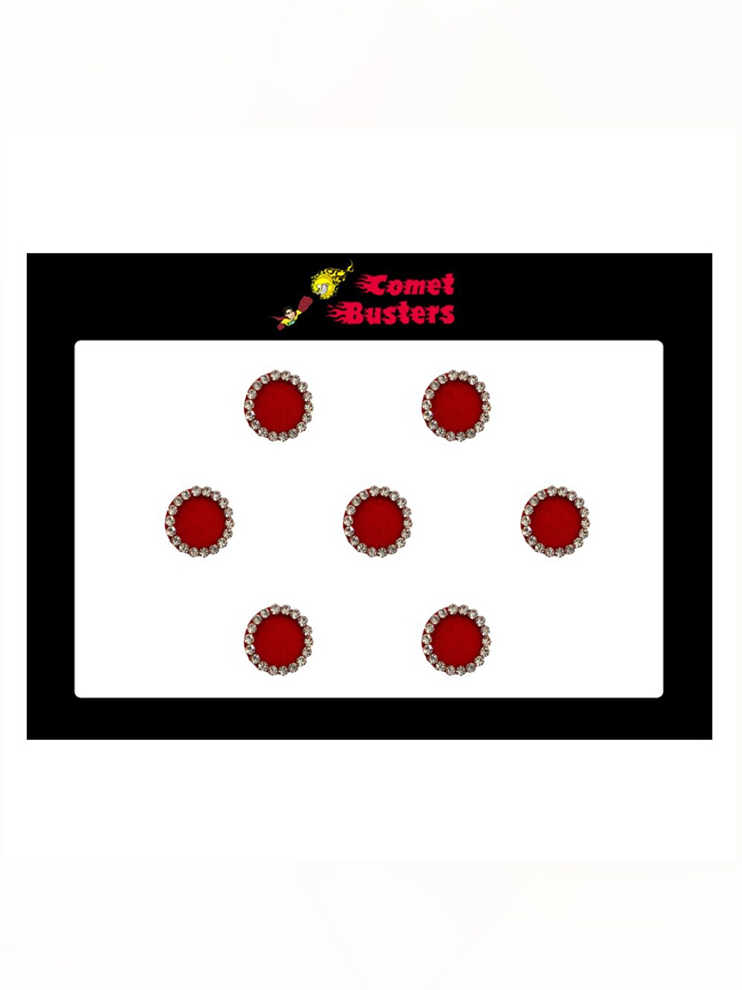 

Comet Busters 7 Pcs Embellished Reusable Designer Bindis - Maroon