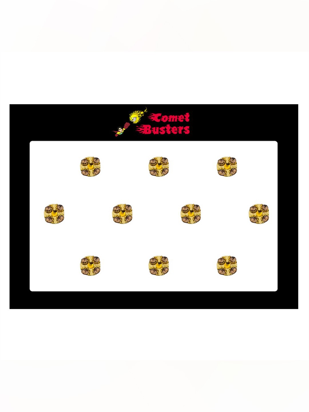 

Comet Busters 10 Pcs Embellished Reusable Designer Bindis - Gold-Toned