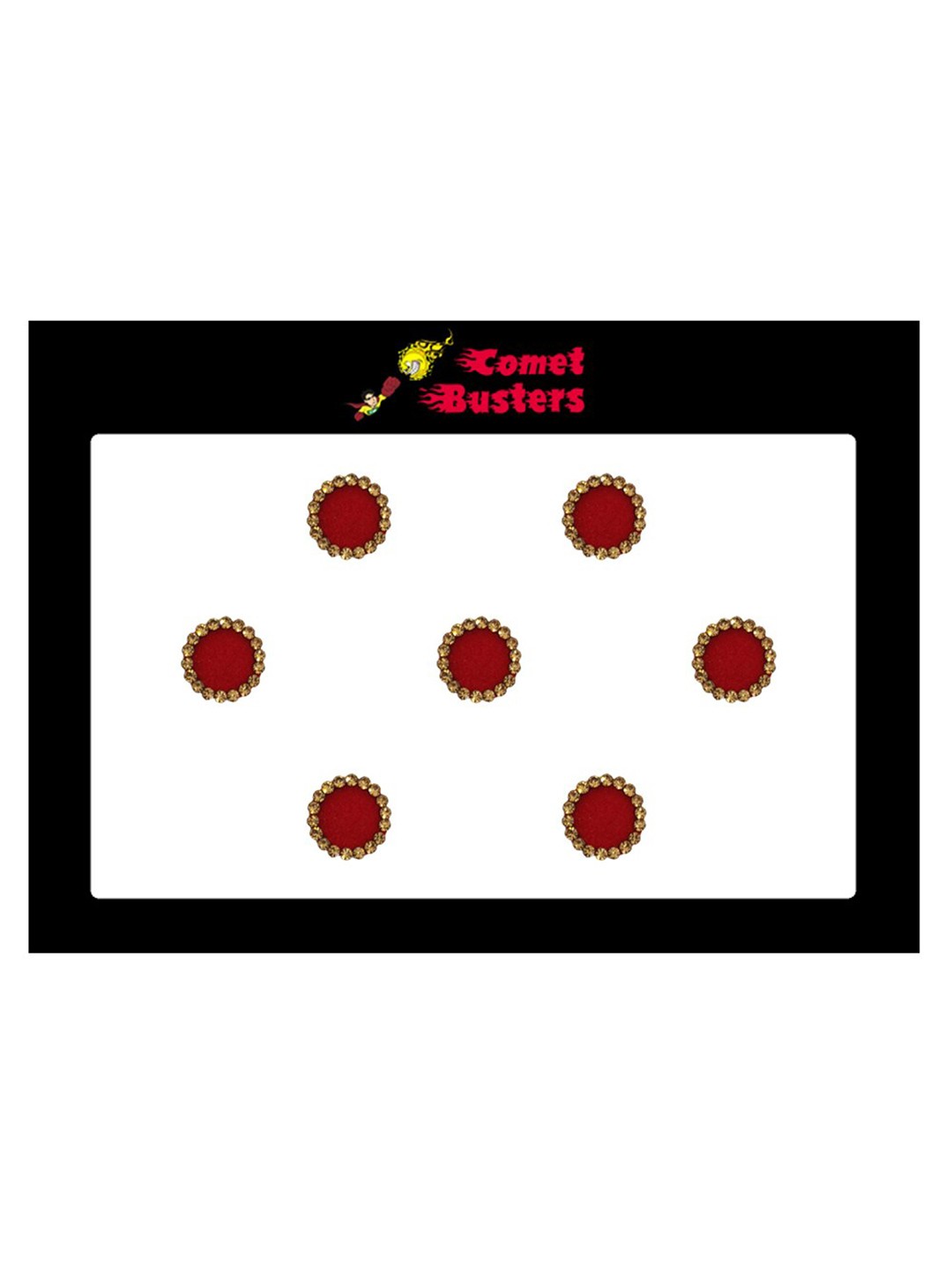 

Comet Busters 7 Pcs Embellished Reusable Designer Bindis - Maroon & Gold-Toned