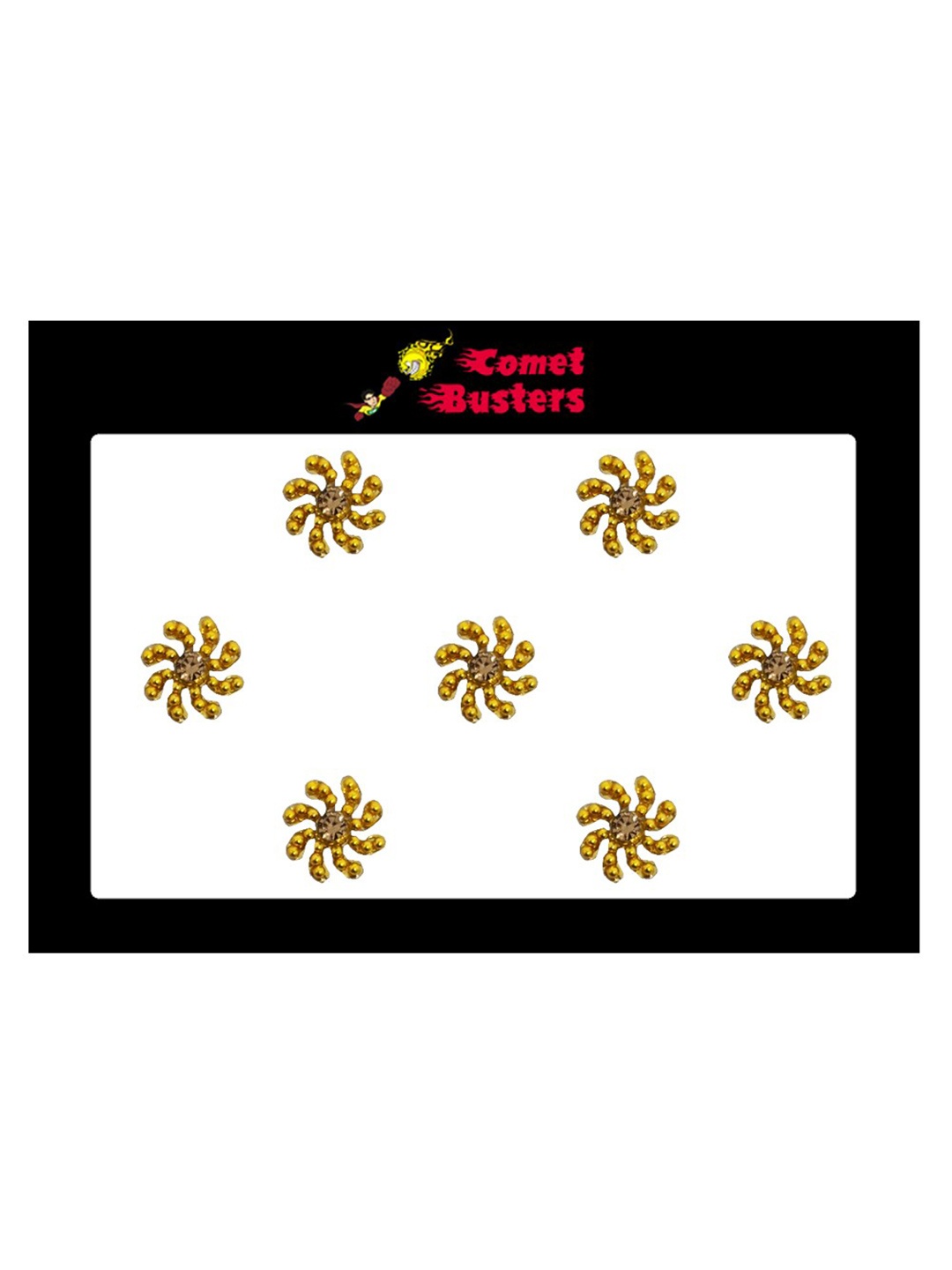 

Comet Busters 7 Pcs Embellished Reusable Designer Bindis - Gold-Toned