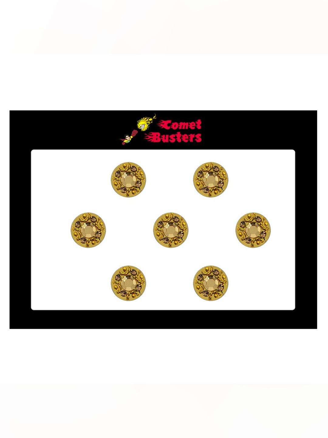 

Comet Busters 7 Pcs Embellished Reusable Designer Bindis - Gold-Toned