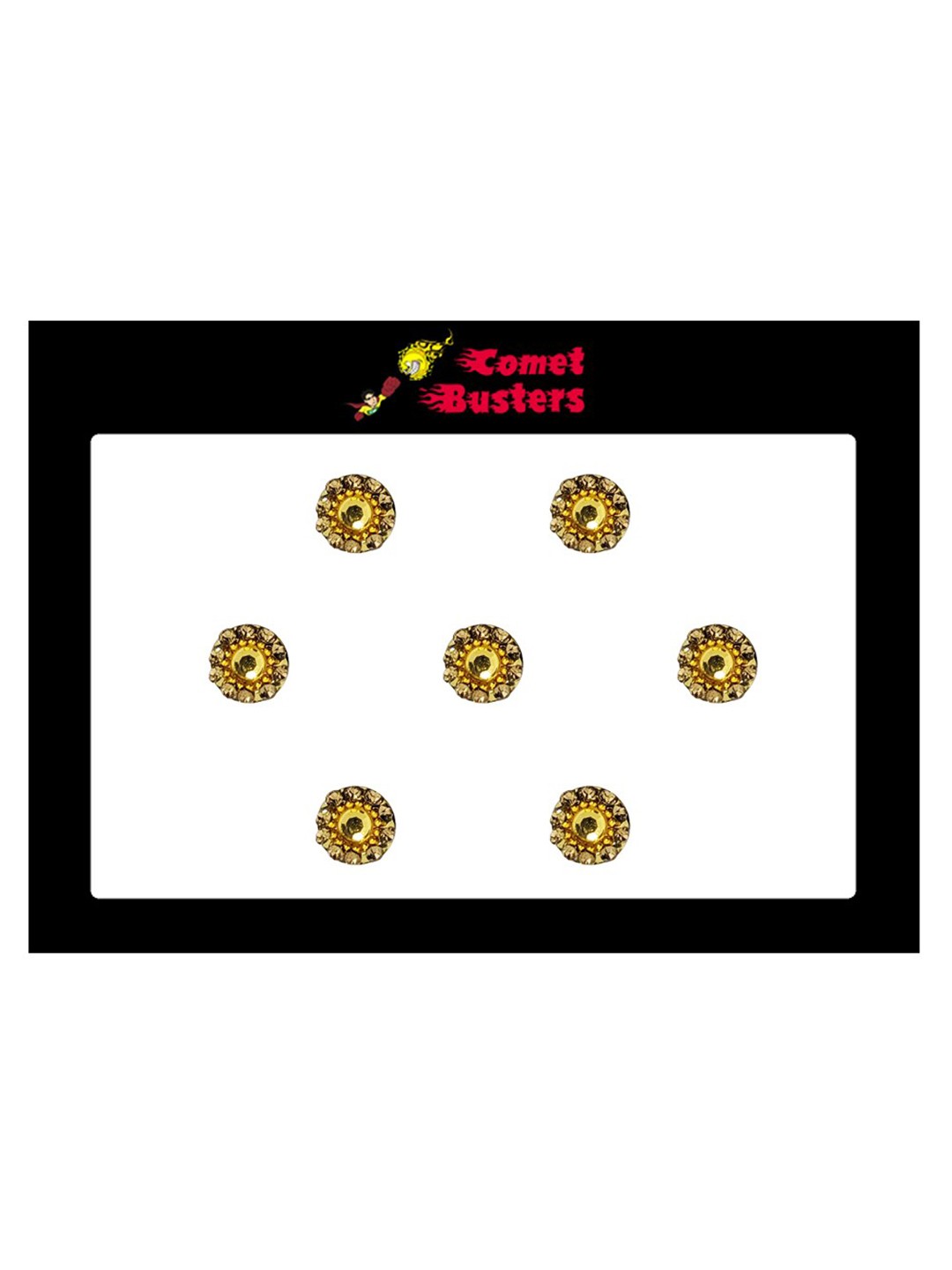 

Comet Busters 7 Pcs Embellished Reusable Designer Bindis - Gold-Toned