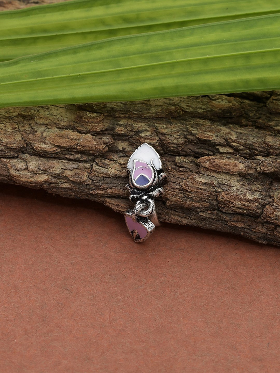 

Voylla Women Silver-Plated Pink Clip On Nosepin