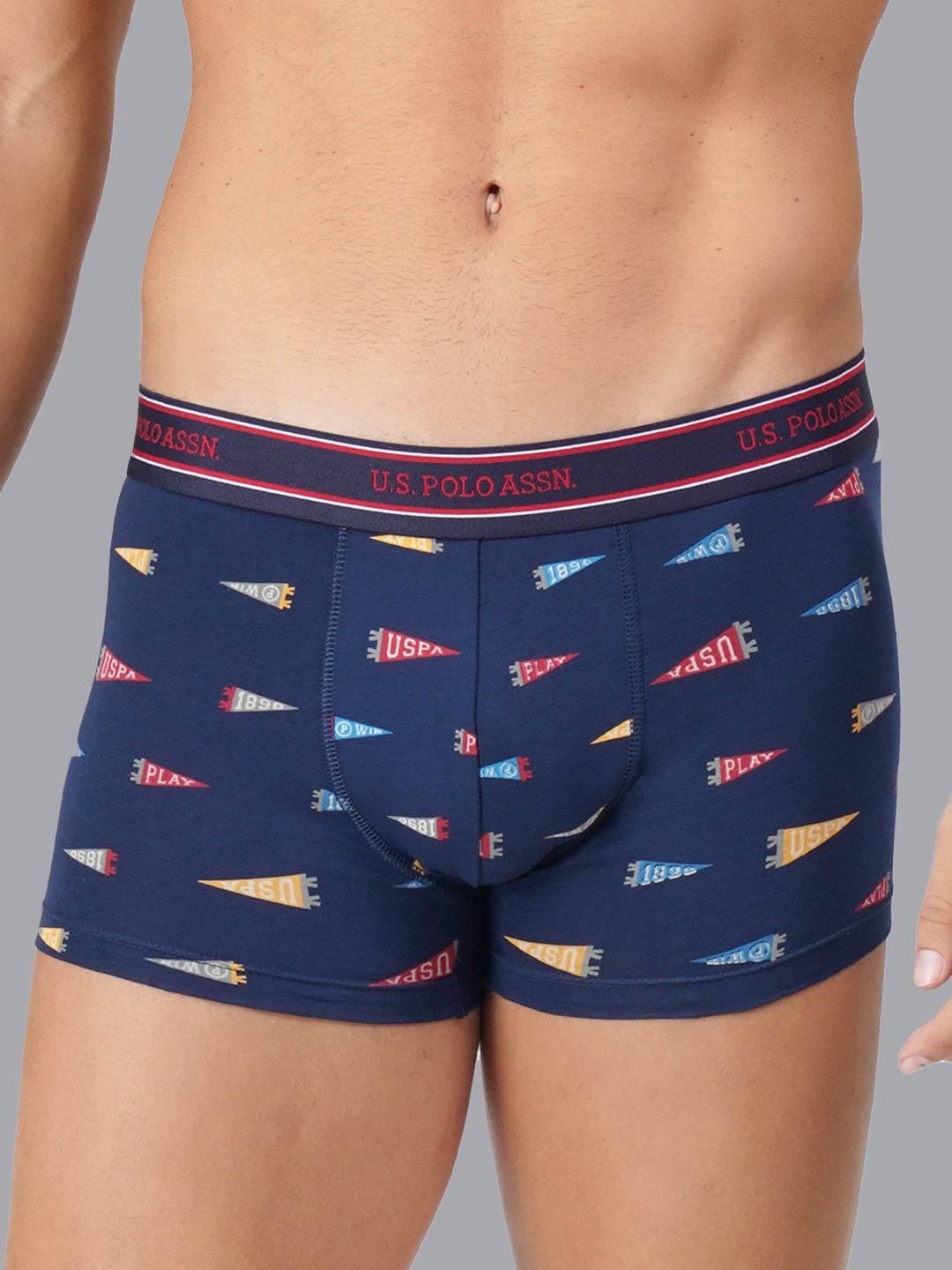 

U.S. Polo Assn. Men Navy Blue Printed Cotton Trunk