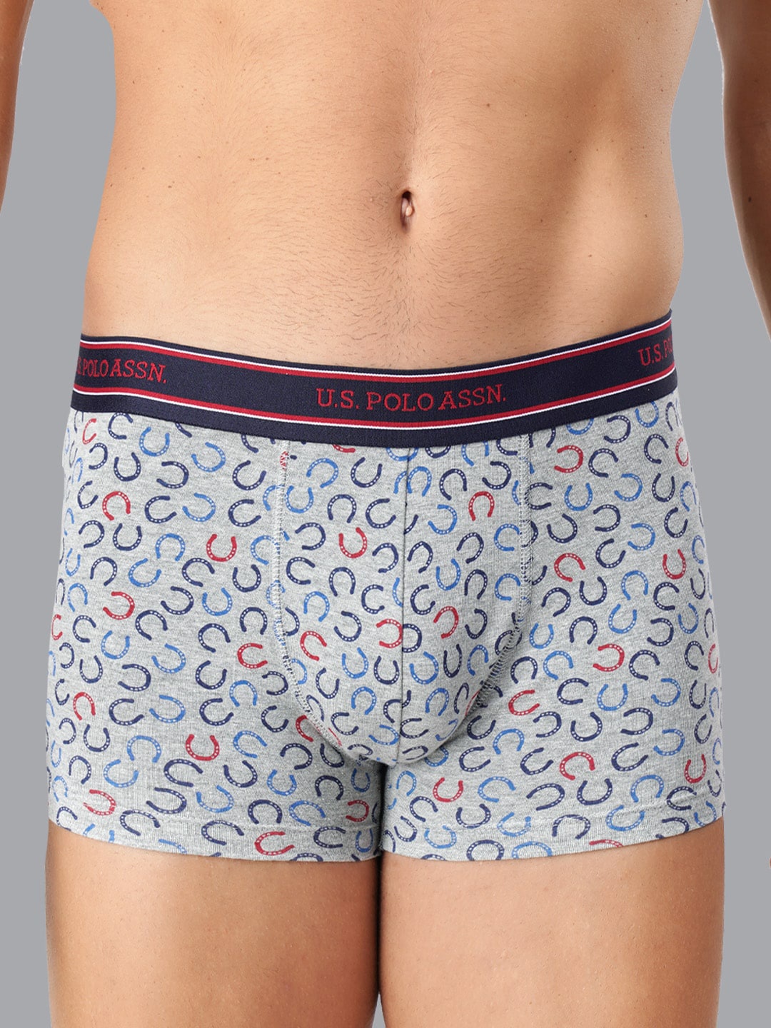 

U.S. Polo Assn. Men Grey Melange Printed Cotton Trunk