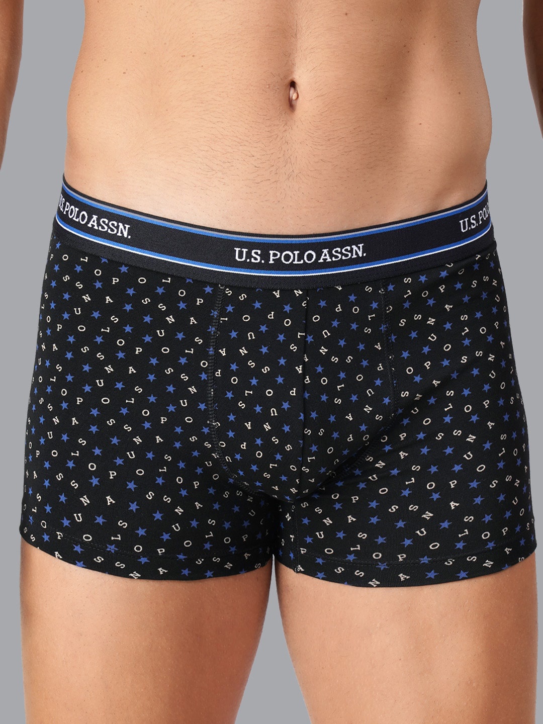 

U.S. Polo Assn. Men Black Printed Cotton Trunk