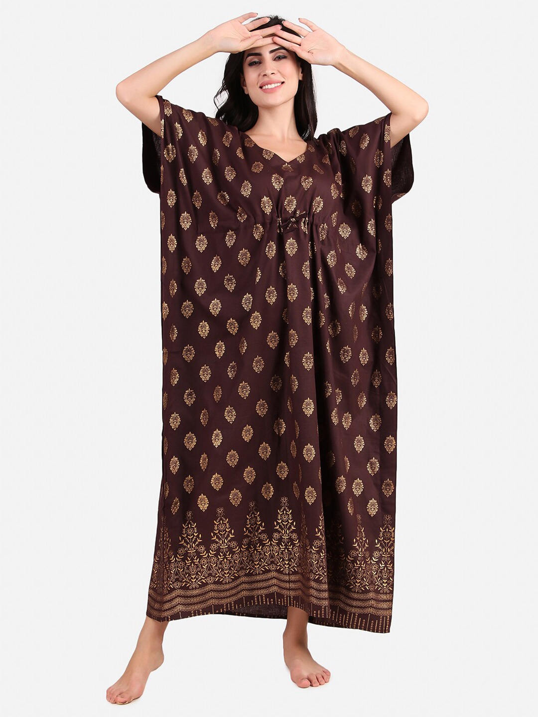 

Masha Brown Printed Maxi Nightdress