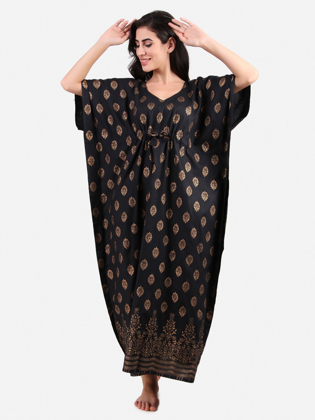

Masha Black Printed Maxi Nightdress