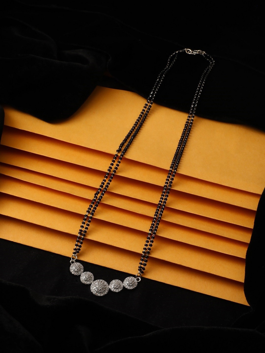 

Vita Bella Silver-Plated & White Stone Studded Mangalsutra