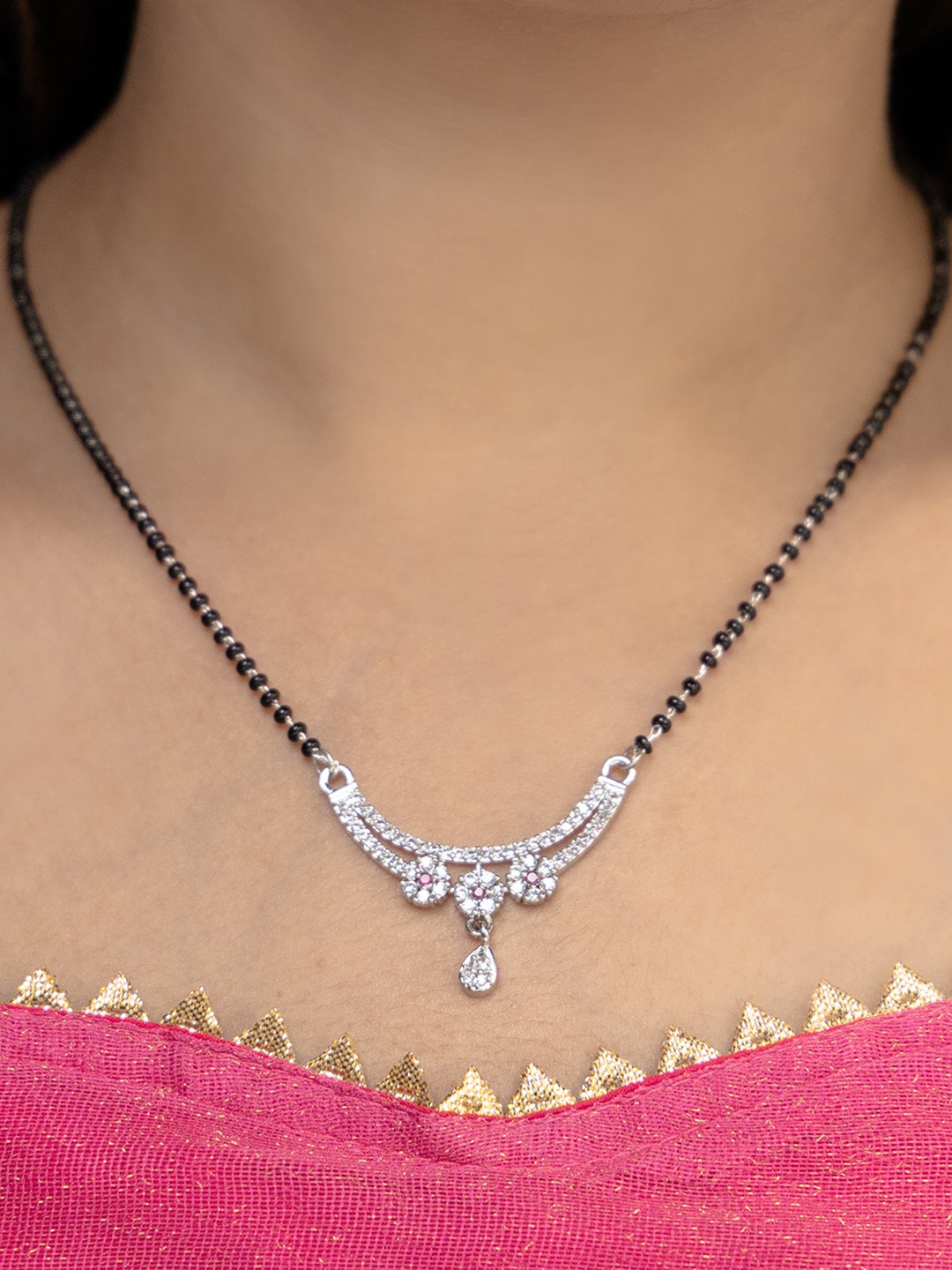 

Vita Bella Silver Silver-Plated Mangalsutra