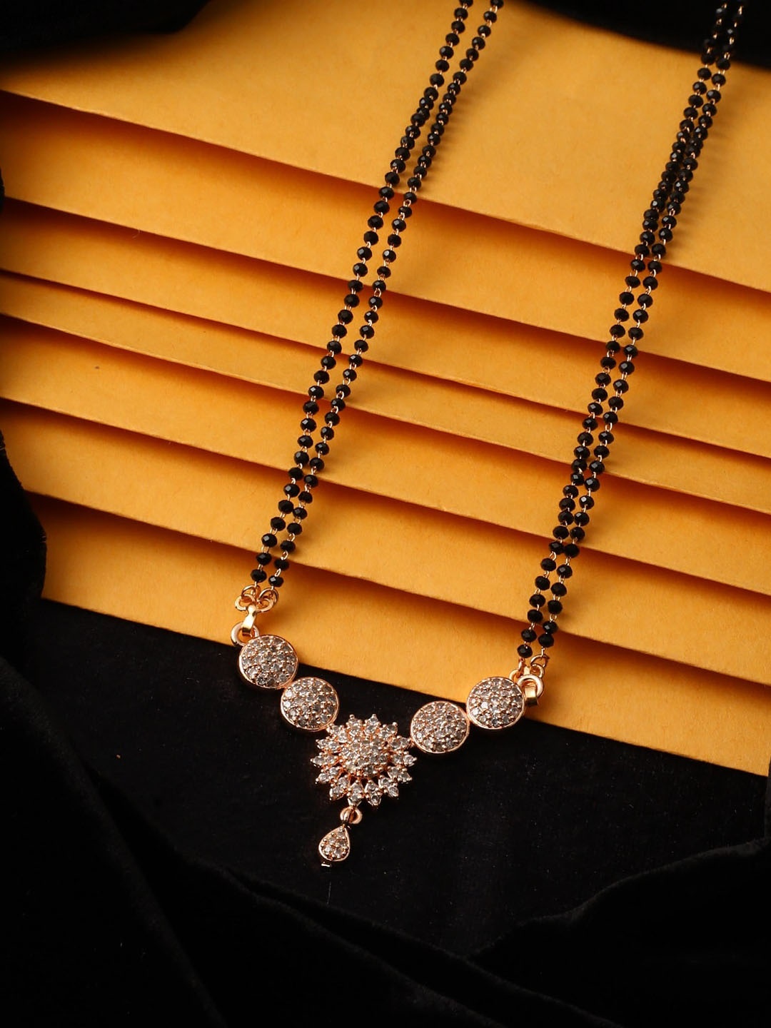 

Vita Bella Rose-Gold-Plated White Stone Studded Mangalsutra