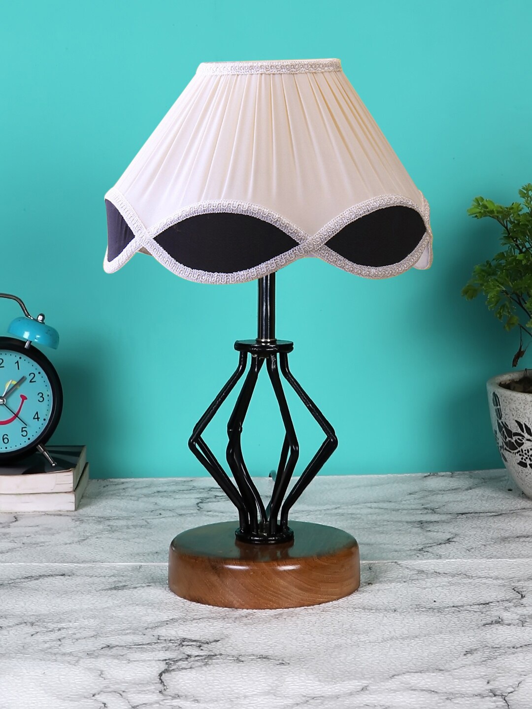 

Devansh White & Black Wood Solid Table Lamps, Multi