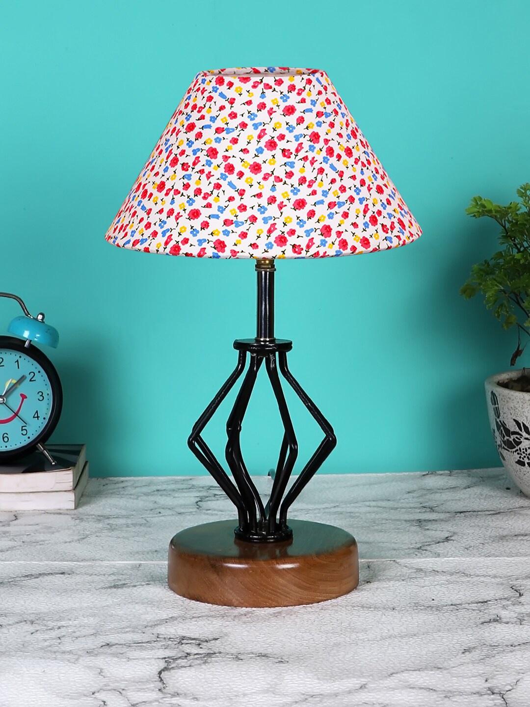 

Devansh White & Red Printed Wooden Table Lamps