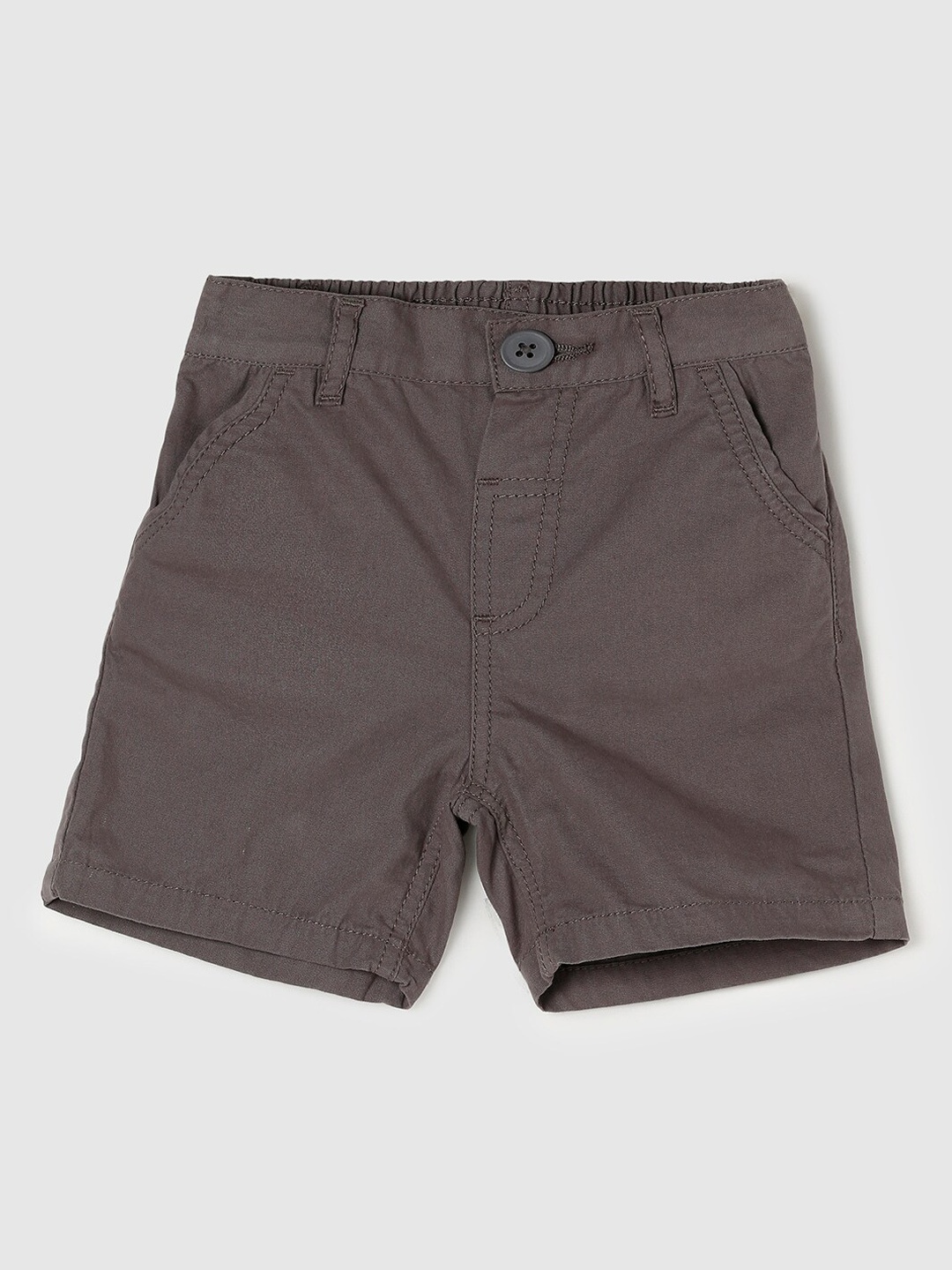 

max Boys Grey Solid Pure Cotton Shorts