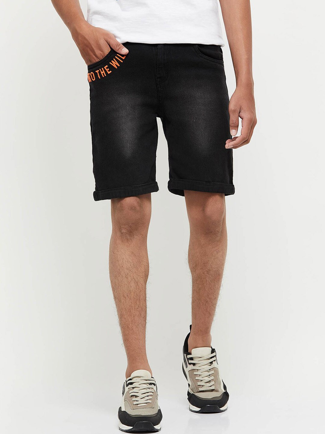 

max Boys Black Washed Washed Denim Shorts