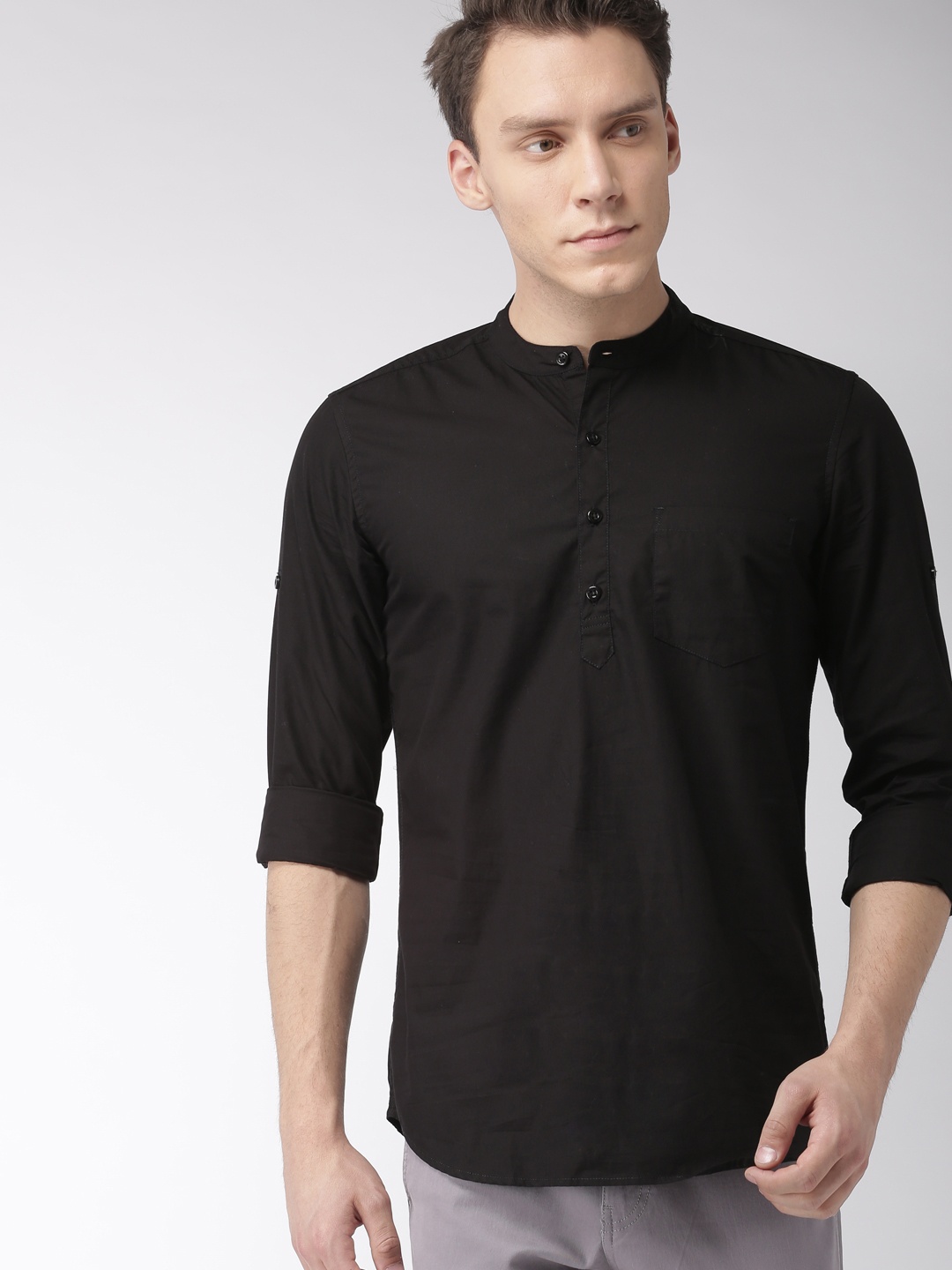 

HIGHLANDER Men Black Pure Cotton Casual Shirt