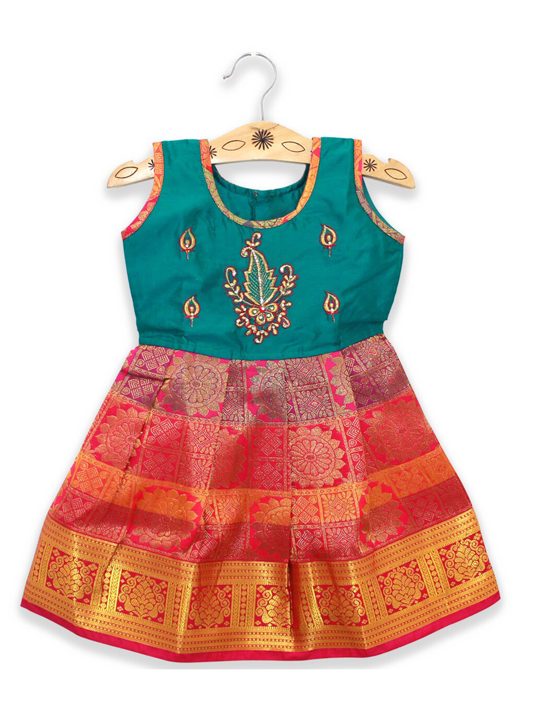 

Born Babies Girls Maroon Embellished Ethnic Dress