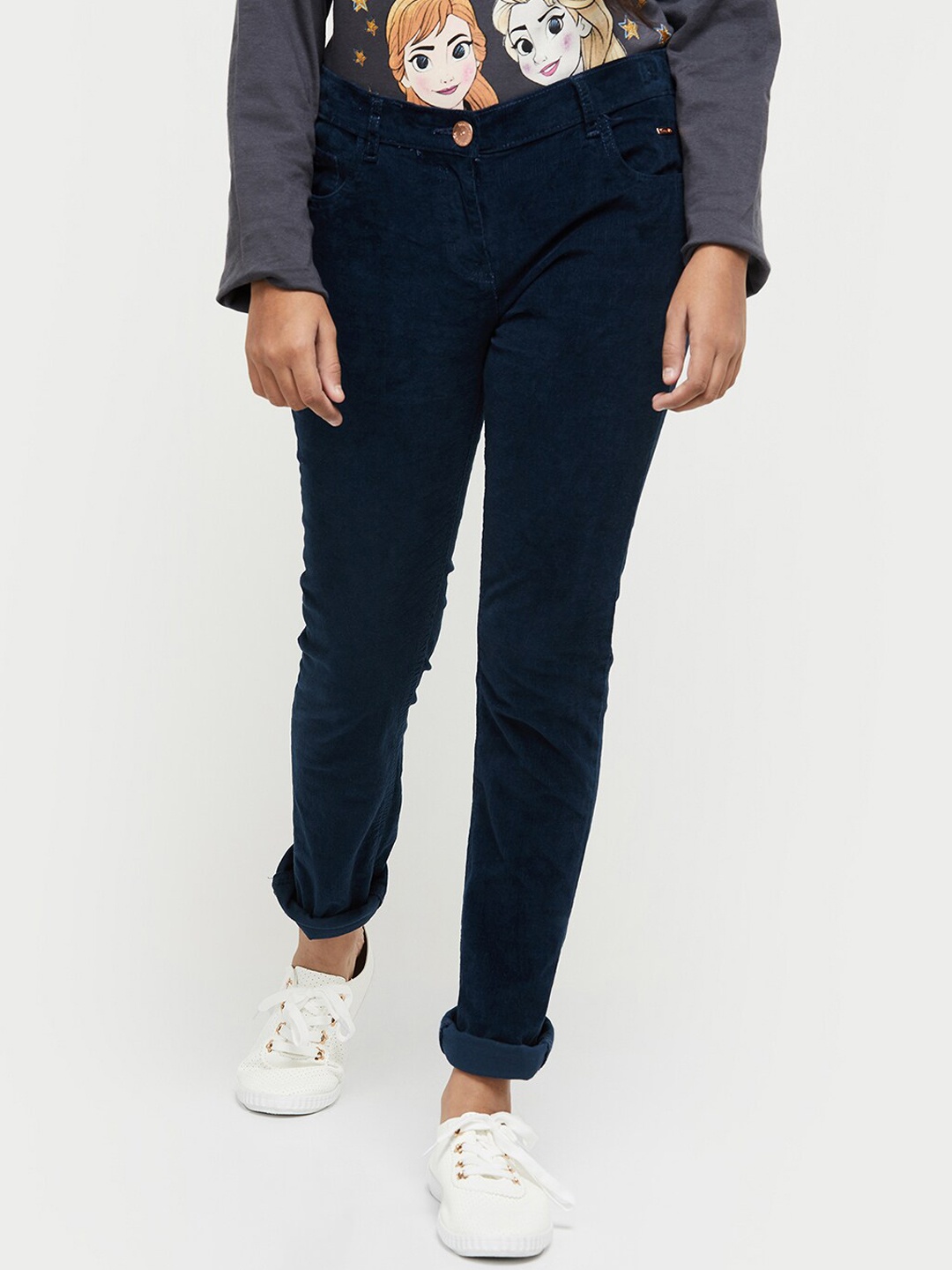 

max Girls Navy Blue Cotton Jeans