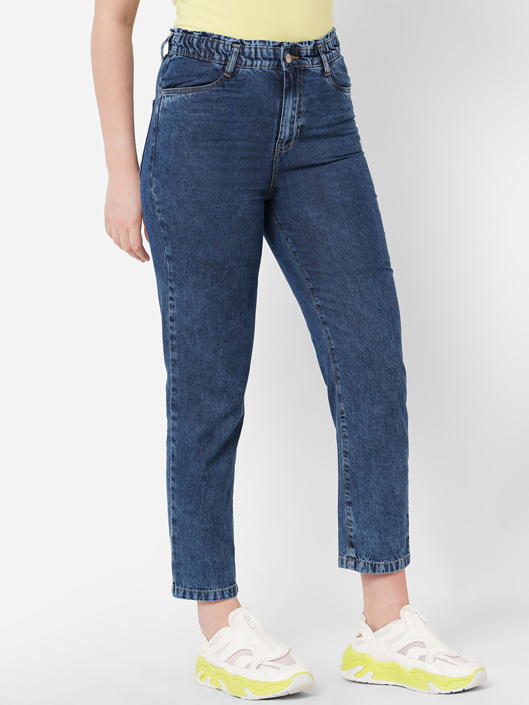 

Kraus Jeans Women Blue Pure Cotton Tapered Fit High-Rise Light Fade Jeans