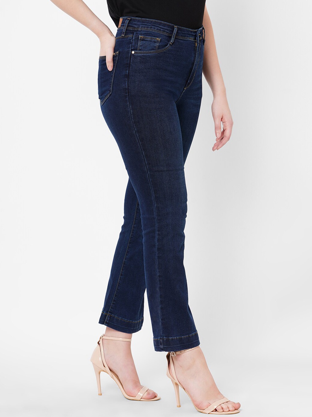 

Kraus Jeans Women Navy Blue Flared High-Rise Light Fade Stretchable Jeans
