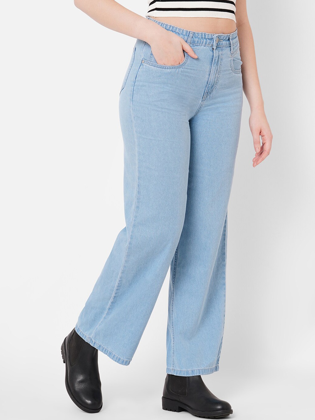 

Kraus Jeans Women Blue Wide Leg High-Rise Jeans