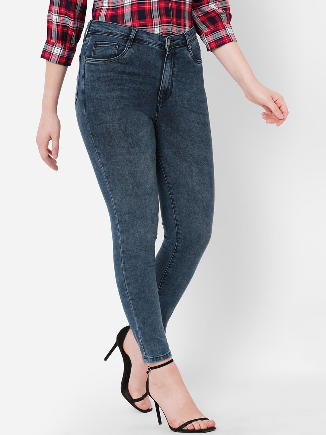 

Kraus Jeans Women Blue Super Skinny Fit High-Rise Light Fade Stretchable Jeans