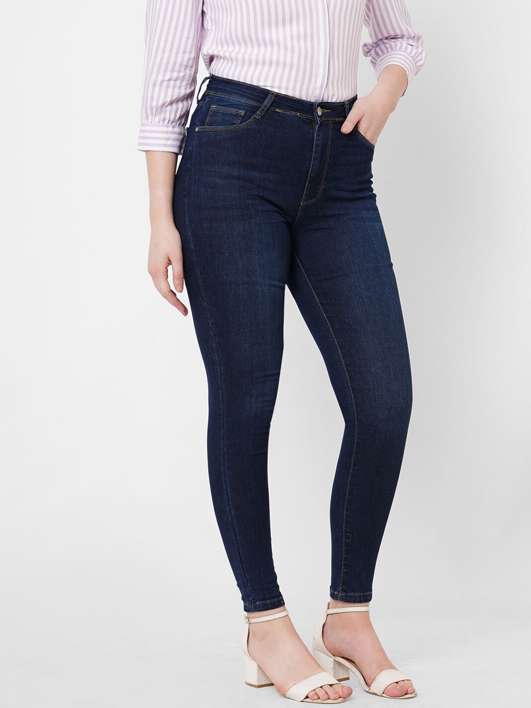 

Kraus Jeans Women Navy Blue Super Skinny Fit High-Rise Stretchable Jeans
