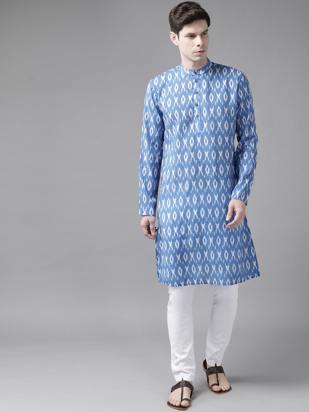 

VASTRAMAY Men Blue Geometric Kurta