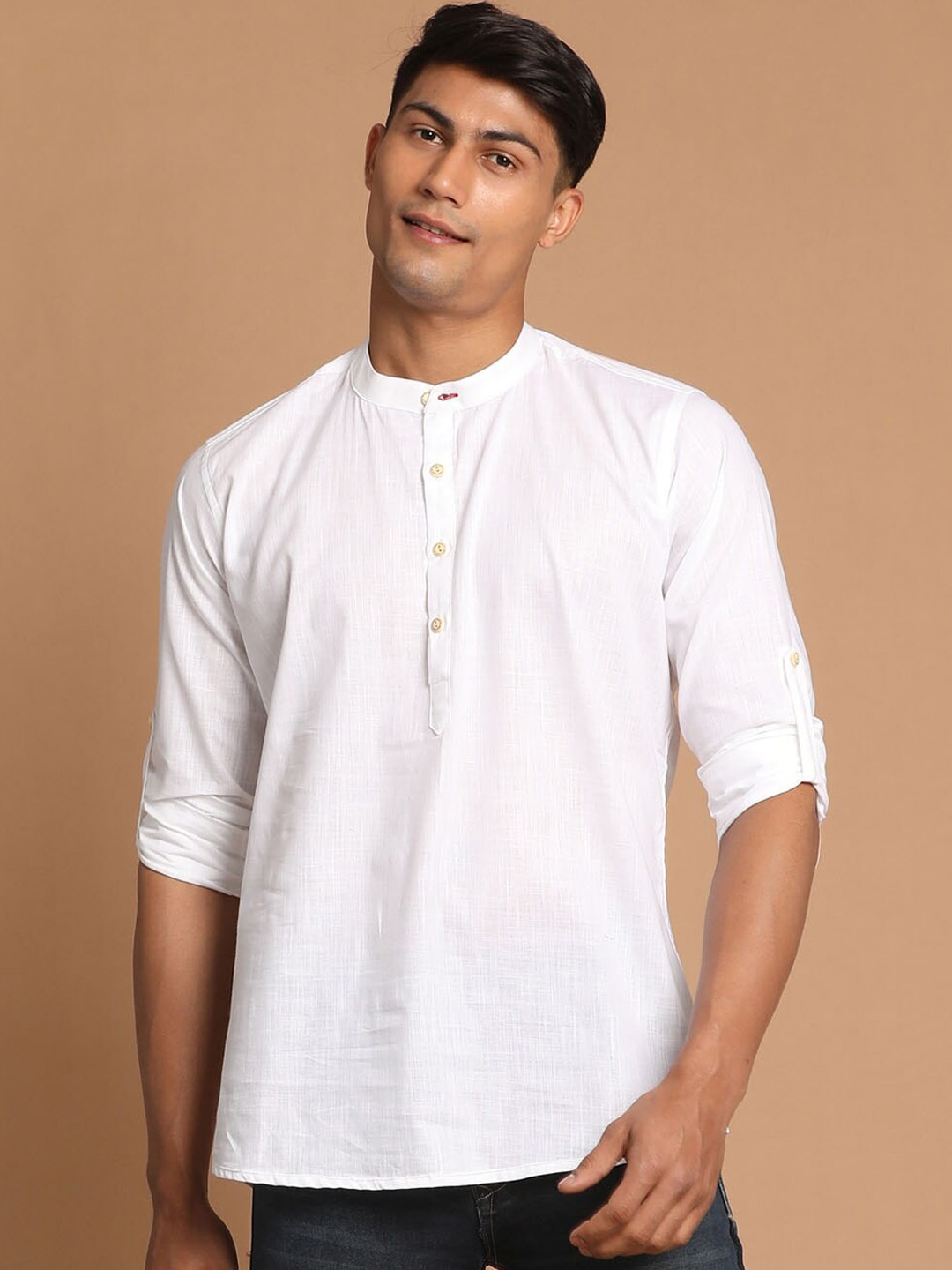 

VASTRAMAY Men Solid Short Kurta, White