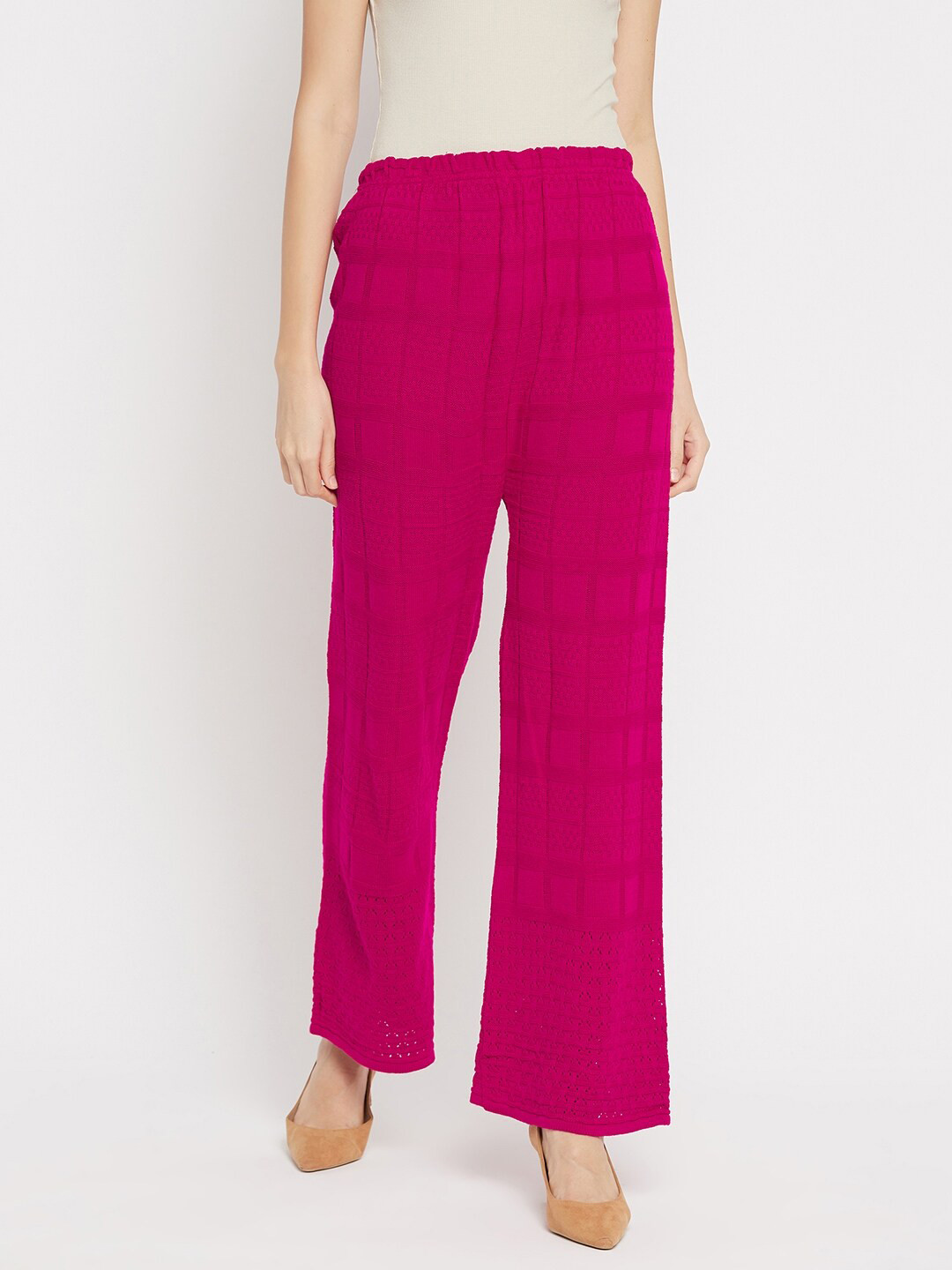 

Clora Creation Women Magenta Solid Knitted Palazzos