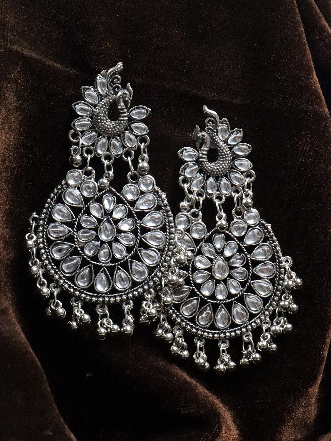 

Krelin Oxidized Silver-Toned Contemporary Chandbalis Earrings
