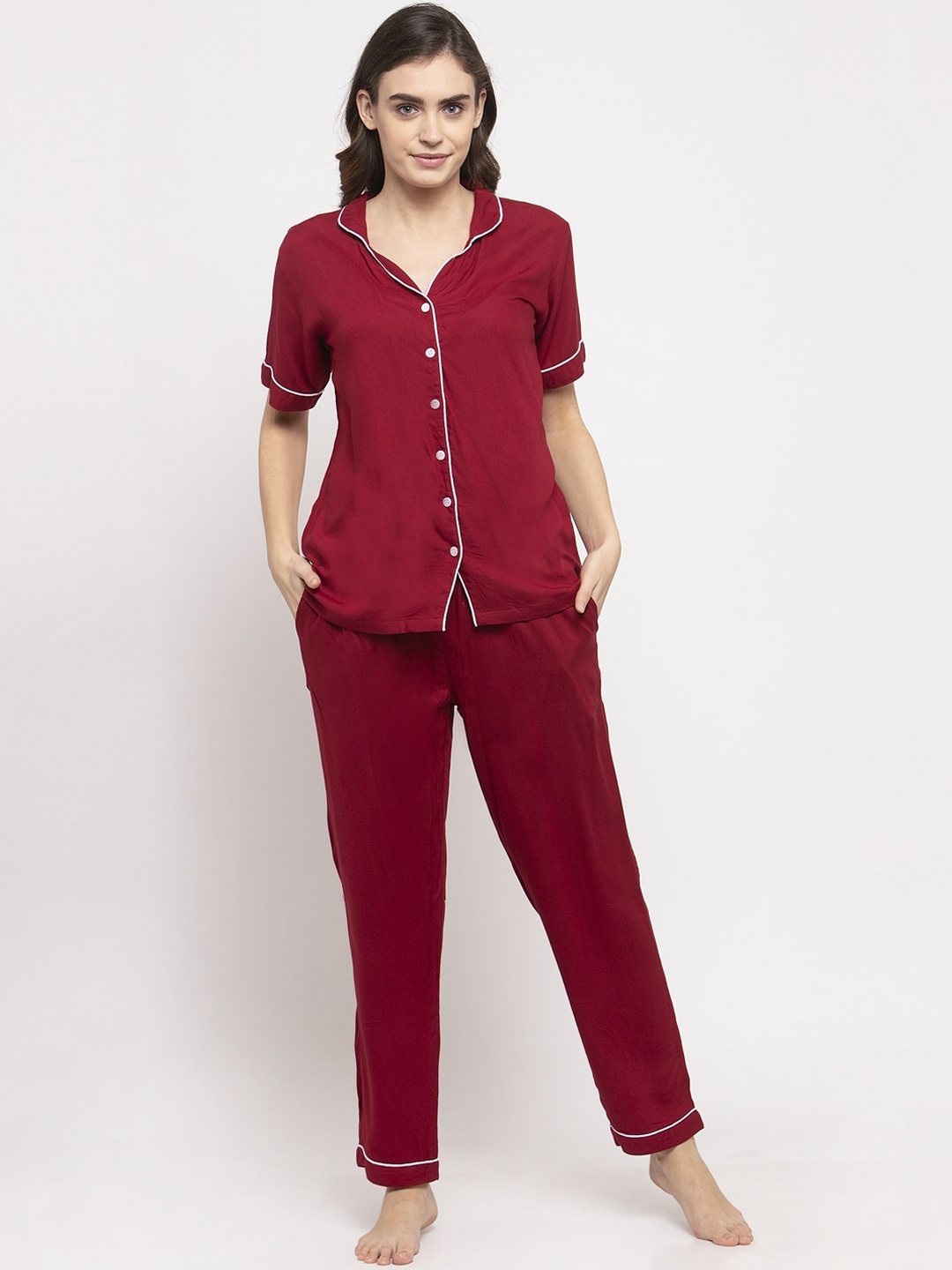 

NEUDIS Women Maroon Night suit