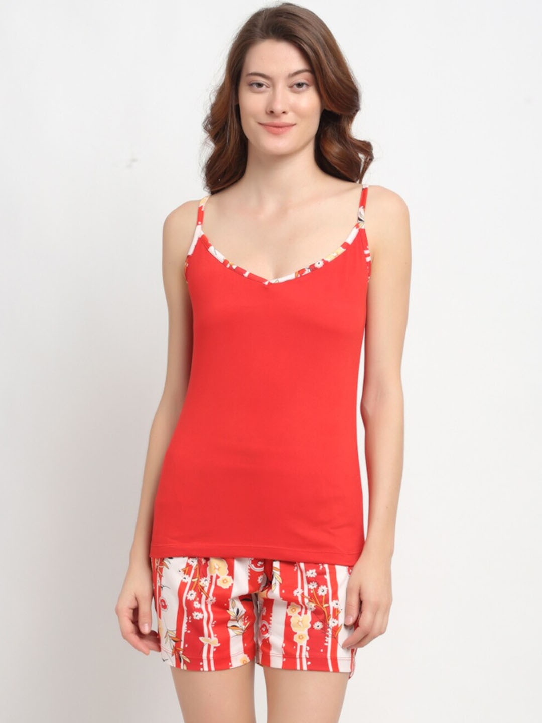 

NEUDIS Women Red & White Night suit
