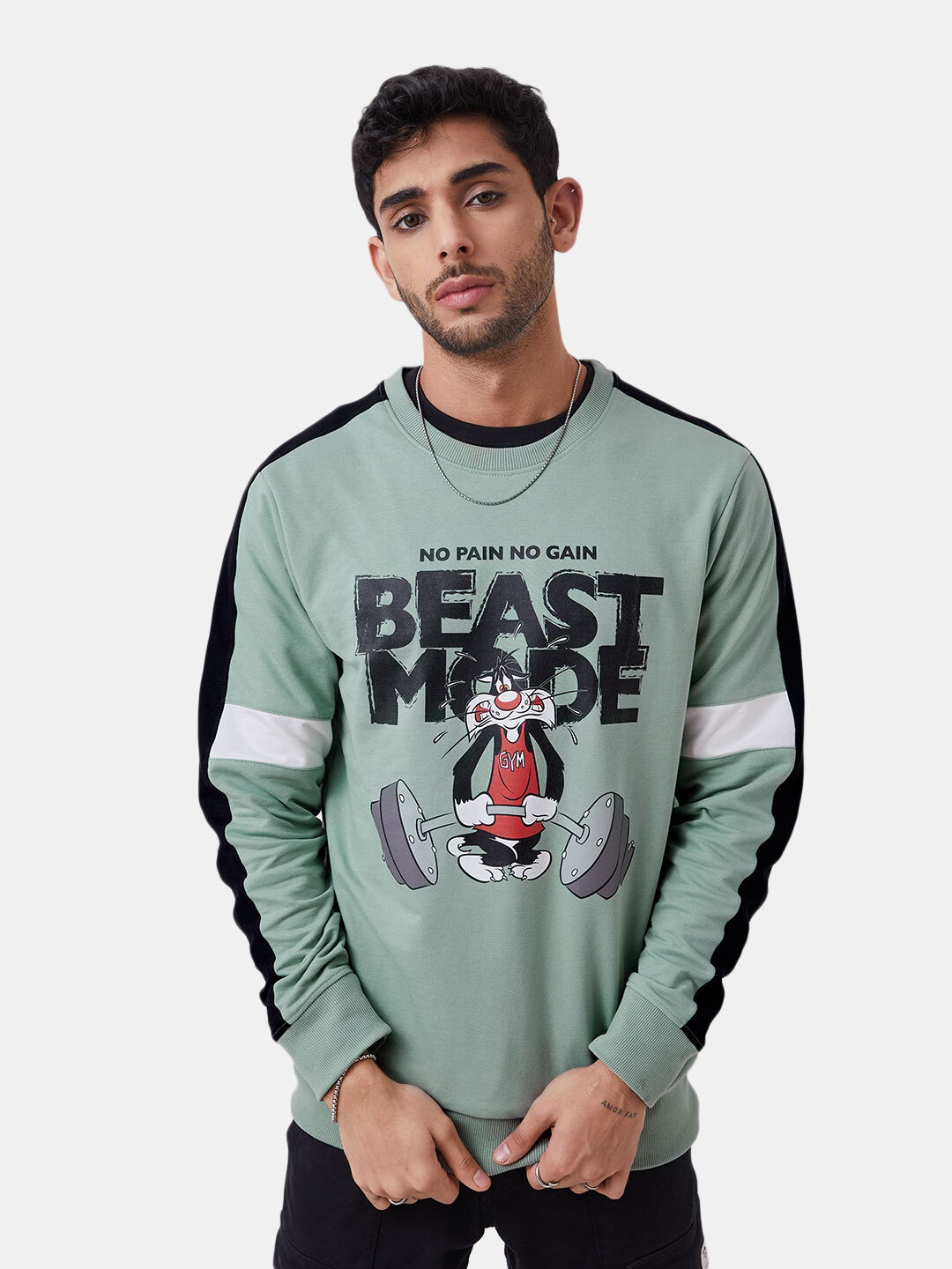 

The Souled Store Men Looney Tunes Beast Mode Printed Sweatshirt, Grey