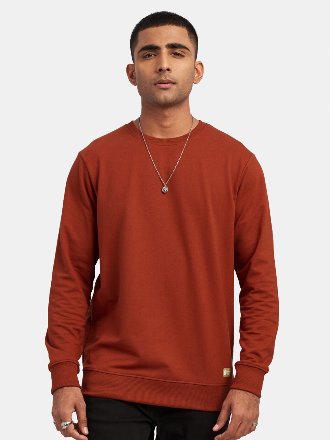 

The Souled Store Men Cotton Solid Sweatshirt, Rust