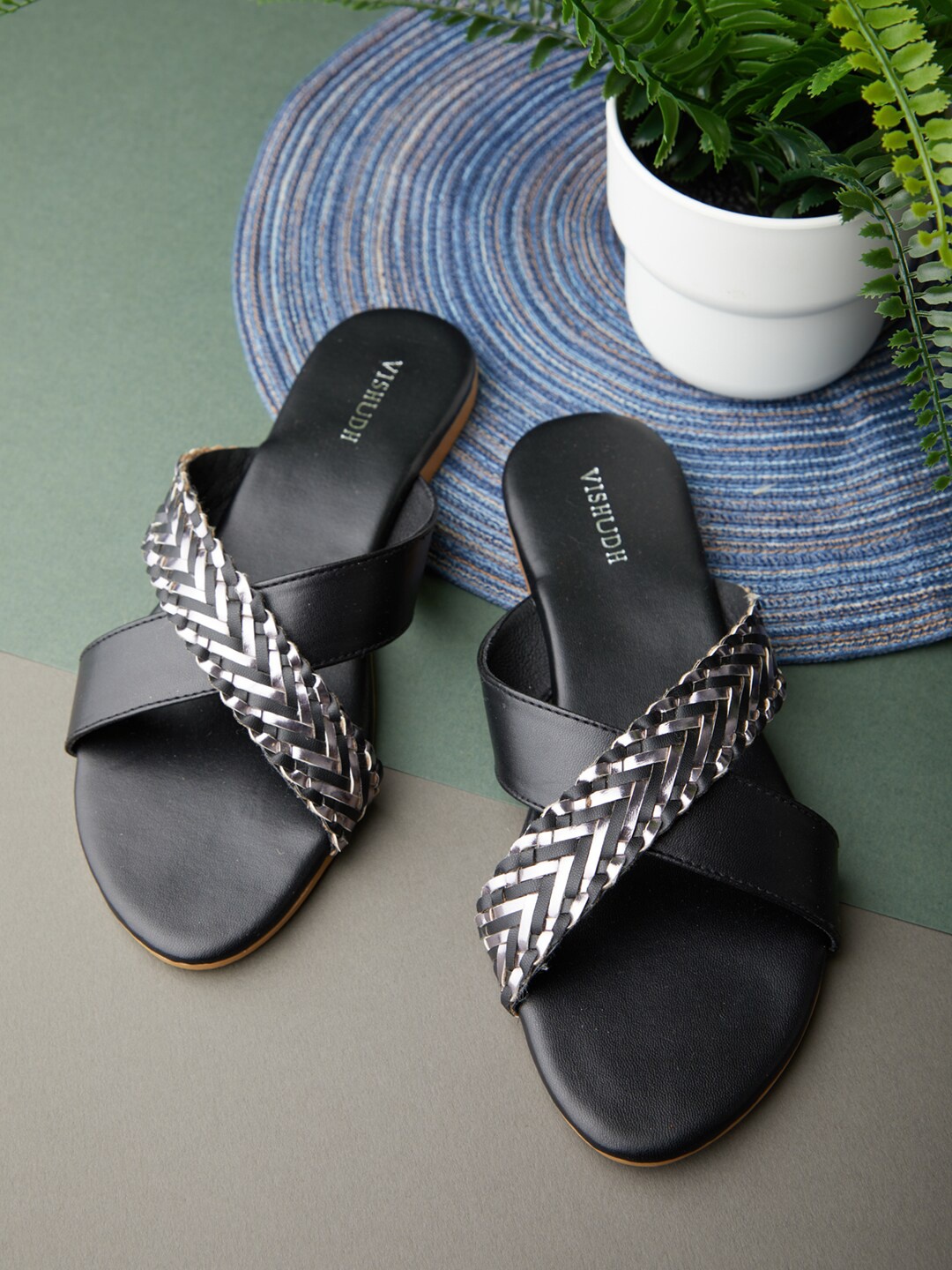 

Vishudh Women Black Ethnic Open Toe Flats