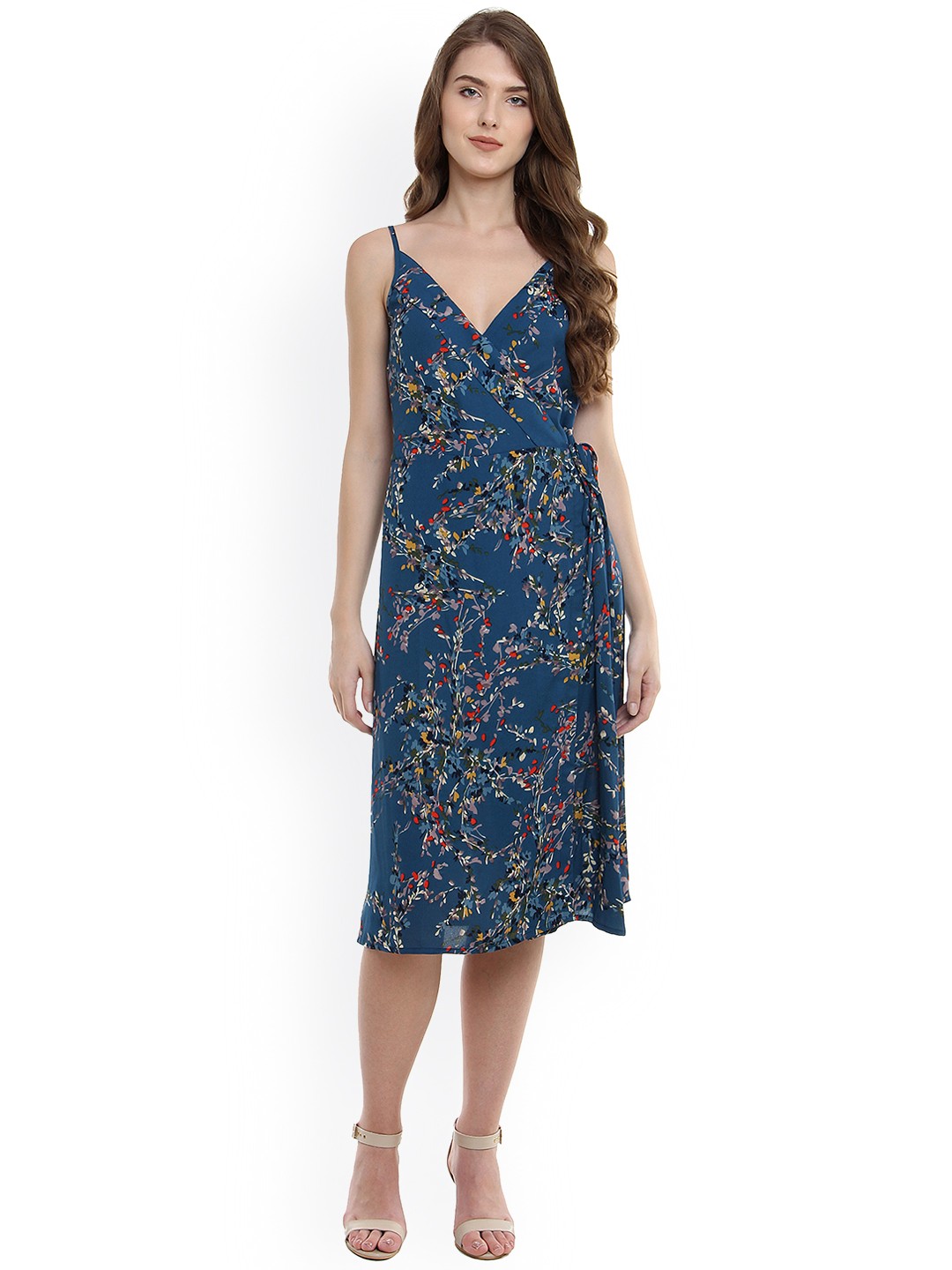 

Miss Chase Women Blue Printed Wrap Dress