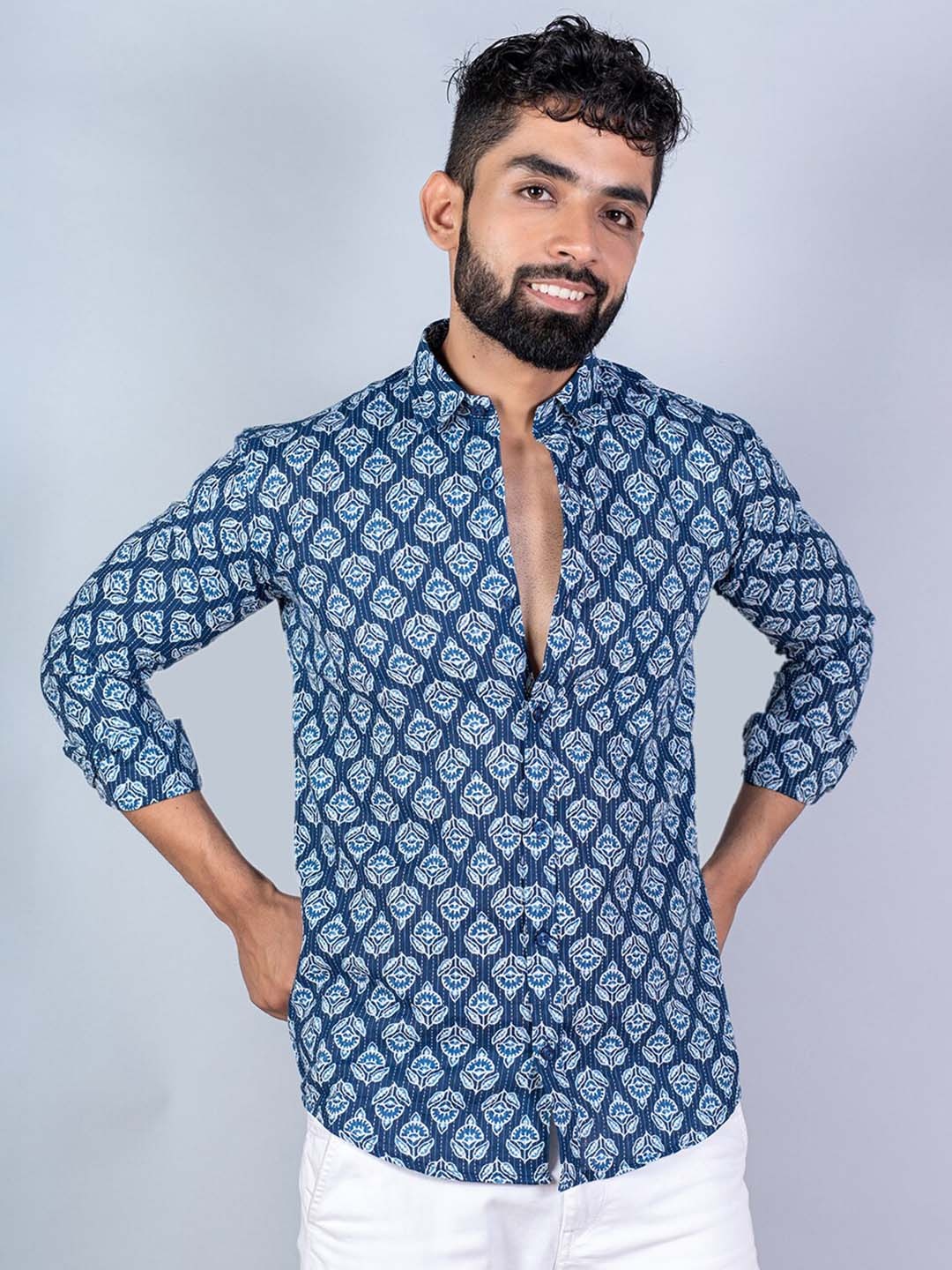 

Tistabene Men Blue Printed Casual Shirt