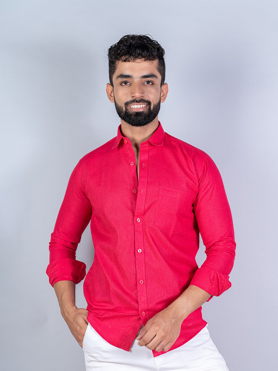 

Tistabene Men Red Solid Full Sleeves Casual Cotton Shirt