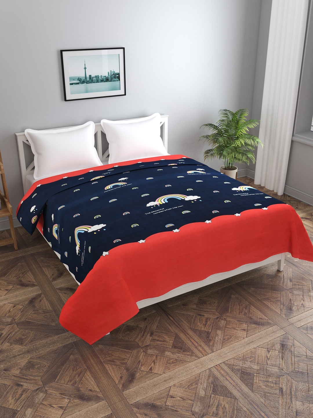 

MORADO Blue & Red Conversational Printed Double Duvet Cover