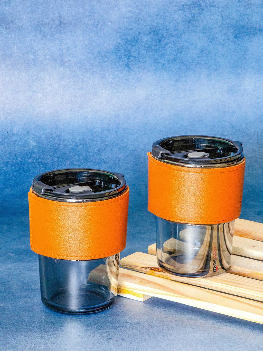 

GOODHOMES Transparent Set of 2 Glass Sipper, Grip With Straw - 435ml