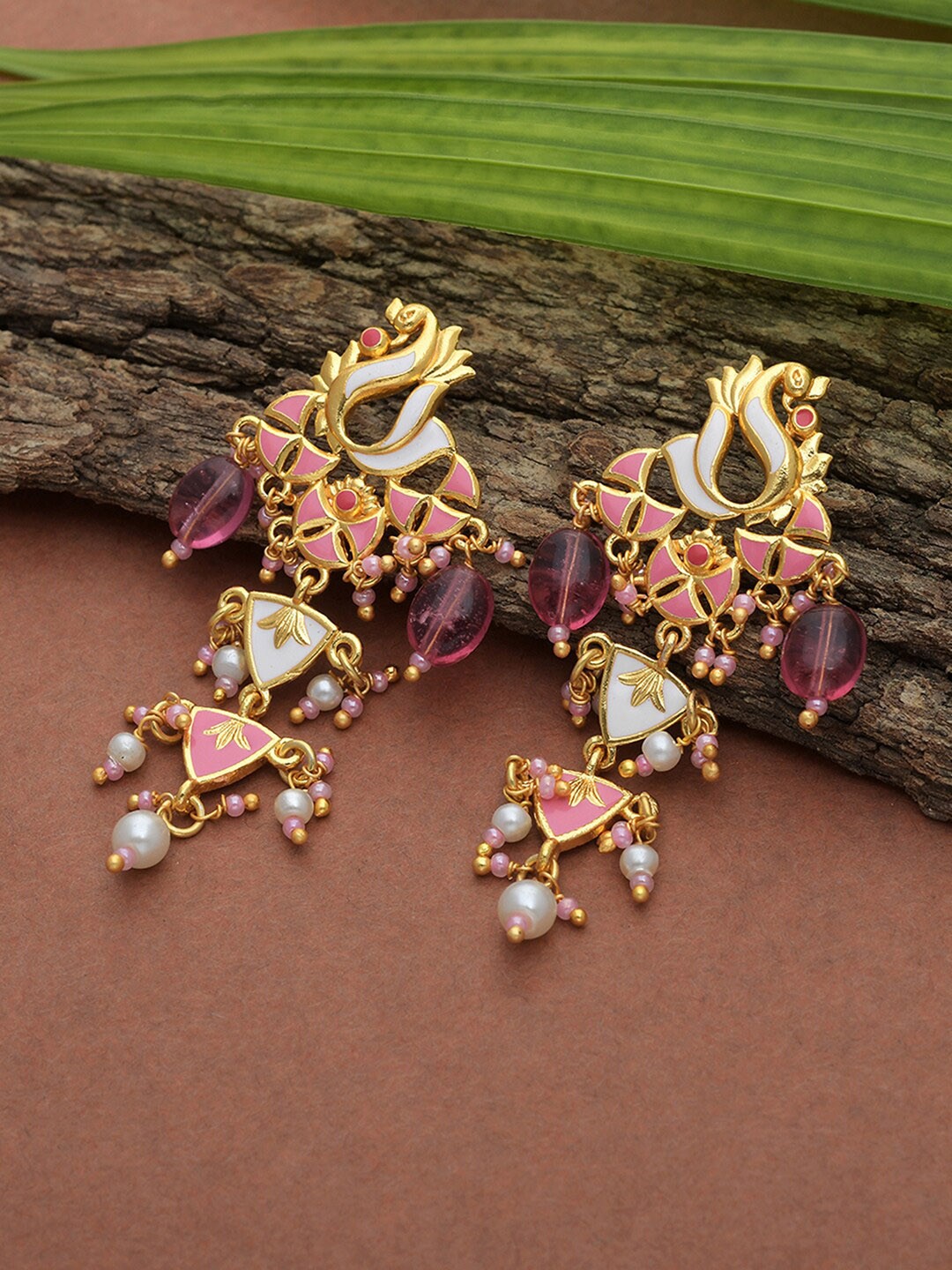 

Voylla Women Gold-Toned Contemporary Jhumkas Earrings