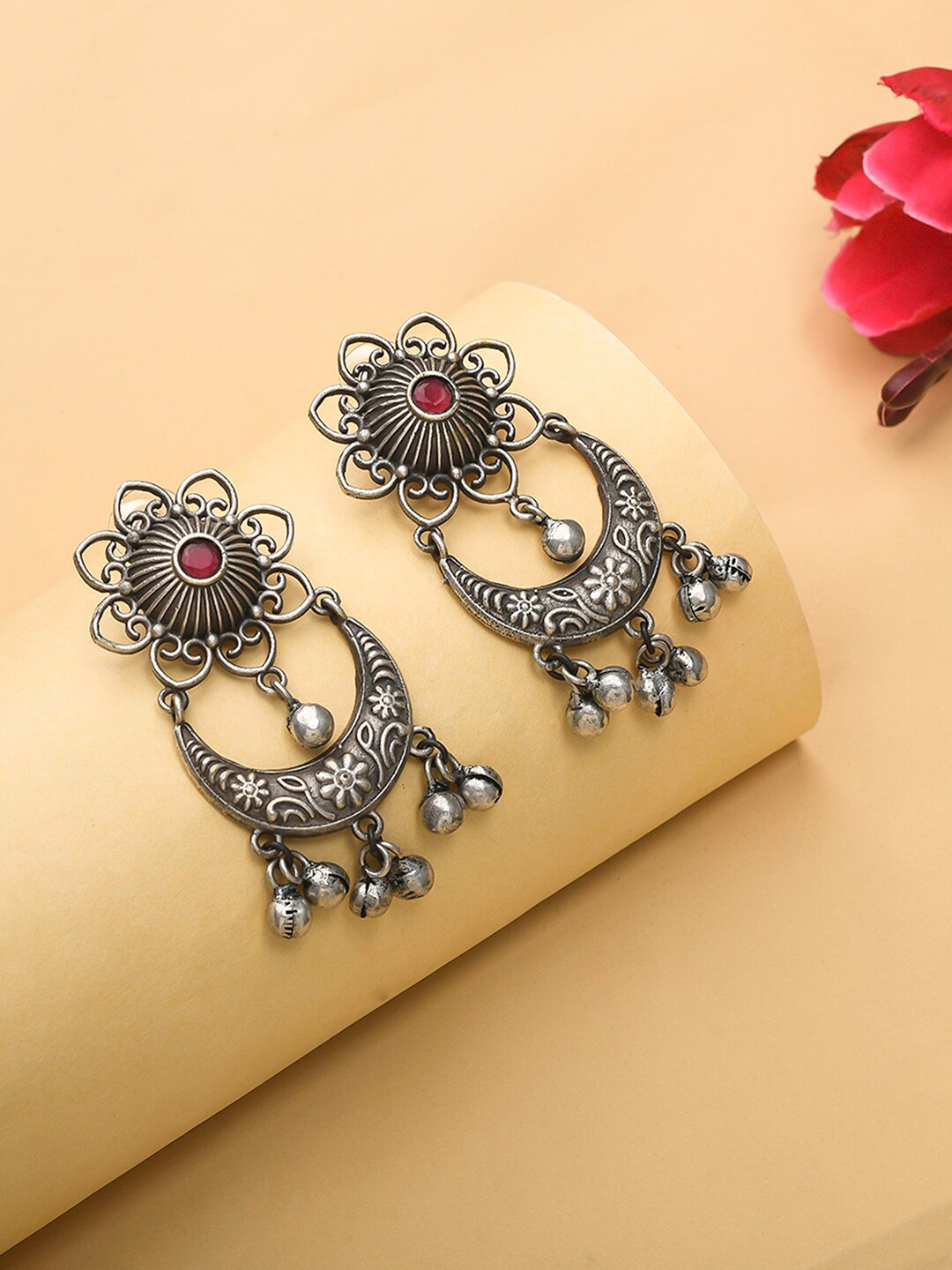 

Voylla Silver-Plated Contemporary Drop Earrings