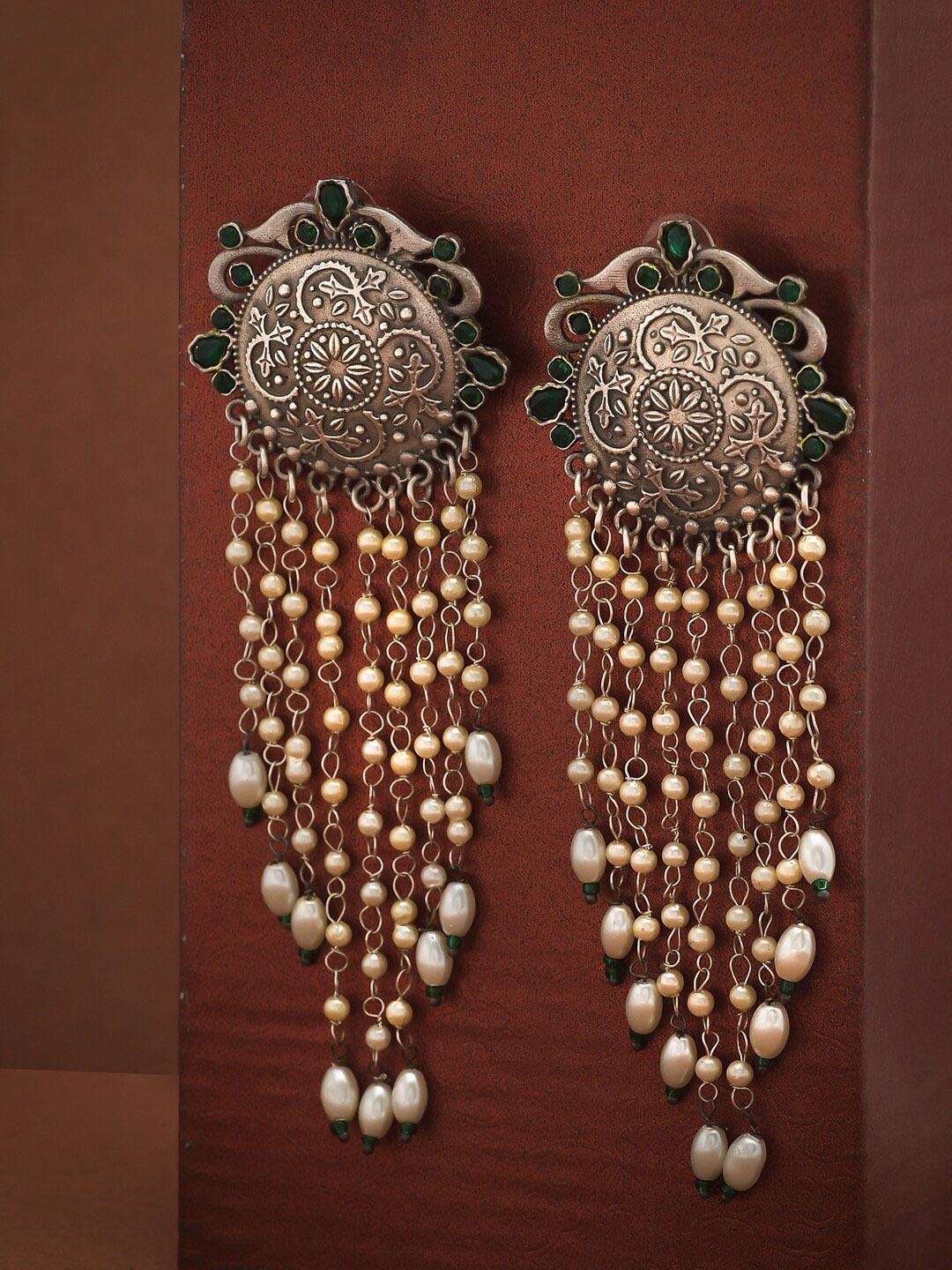 

Voylla Women Silver-Toned Contemporary Drop Earrings